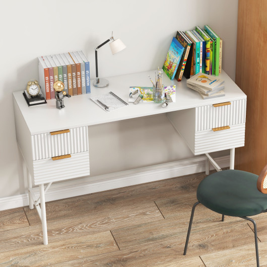 White 48 Inch Computer Desk with 4 Drawers for Home Office 6 White 48 Inch Computer Desk with 4 Drawers for Home Office - Image 6