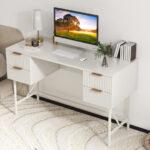 White 48 Inch Computer Desk with 4 Drawers for Home Office 14 White 48 Inch Computer Desk with 4 Drawers for Home Office