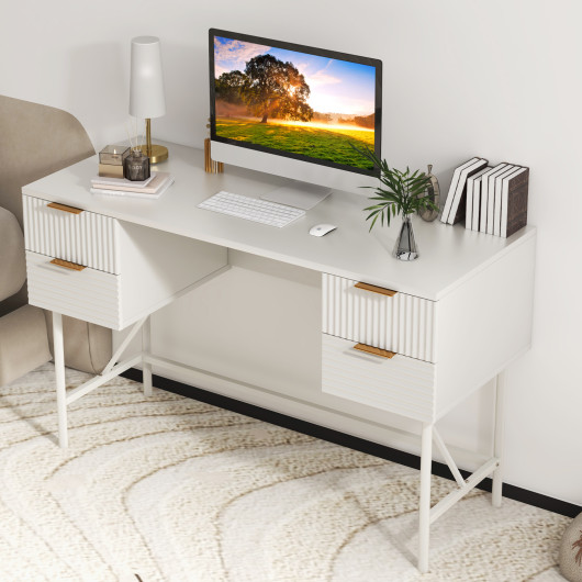 White 48 Inch Computer Desk with 4 Drawers for Home Office 7 White 48 Inch Computer Desk with 4 Drawers for Home Office - Image 7