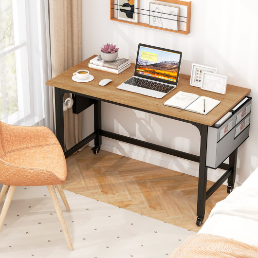 48 Inch Mobile Computer Desk with Durable Metal Frame 1 48 Inch Mobile Computer Desk with Durable Metal Frame
