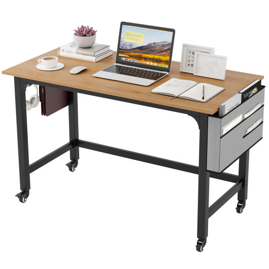 48 Inch Mobile Computer Desk with Durable Metal Frame 4 48 Inch Mobile Computer Desk with Durable Metal Frame - Image 4