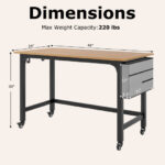 48 Inch Mobile Computer Desk with Durable Metal Frame 26 48 Inch Mobile Computer Desk with Durable Metal Frame