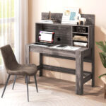 48 Inch Writing Desk with Shelves and Cable Management Hole
