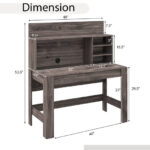 48 Inch Writing Desk with Shelves and Cable Management Hole