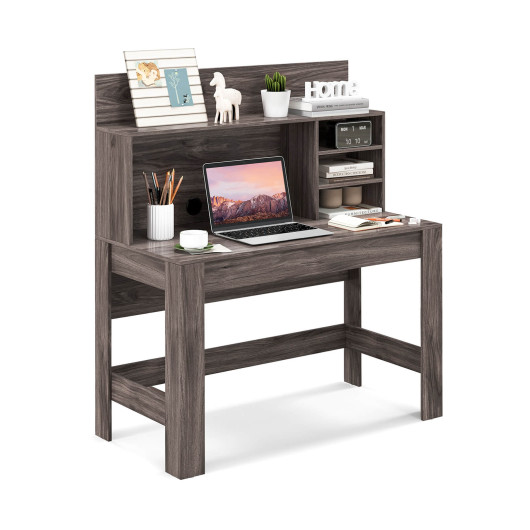 48 Inch Writing Desk with Shelves and Cable Management Hole - Image 3