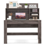 48 Inch Writing Desk with Shelves and Cable Management Hole
