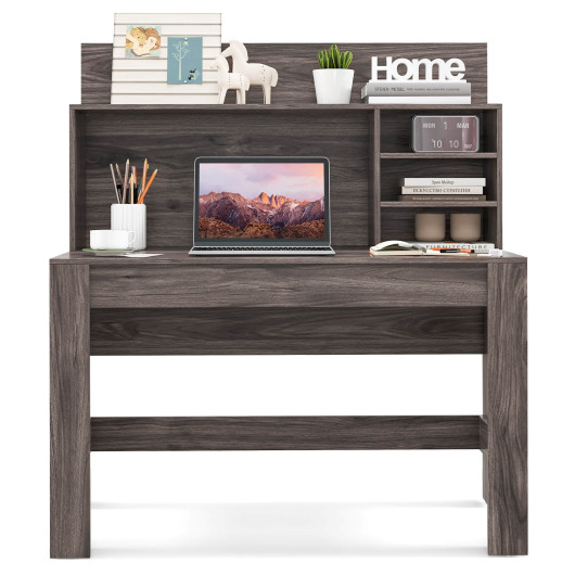 48 Inch Writing Desk with Shelves and Cable Management Hole - Image 4