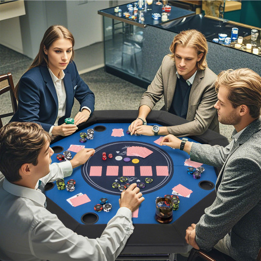 Foldable 48 Inch Poker Table with Padded Rails and Cup Holders 2 Foldable 48 Inch Poker Table with Padded Rails and Cup Holders - Image 2