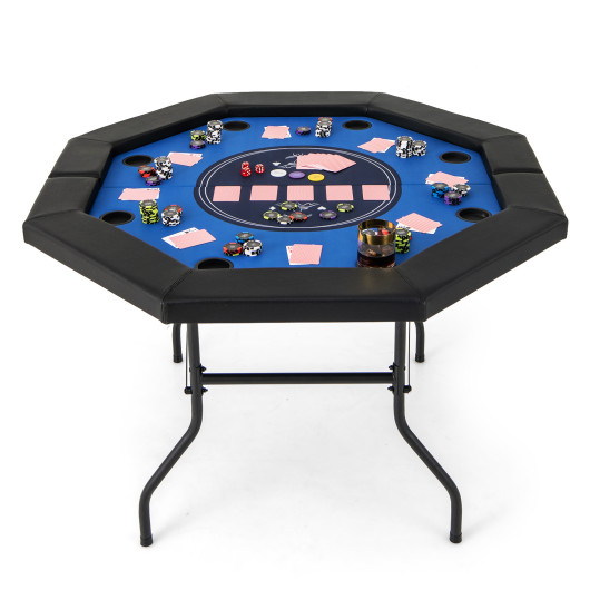 Foldable 48 Inch Poker Table with Padded Rails and Cup Holders 3 Foldable 48 Inch Poker Table with Padded Rails and Cup Holders - Image 3