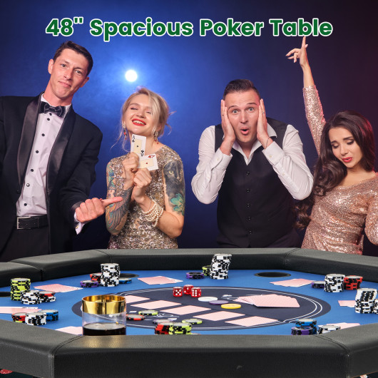 Foldable 48 Inch Poker Table with Padded Rails and Cup Holders 5 Foldable 48 Inch Poker Table with Padded Rails and Cup Holders - Image 5
