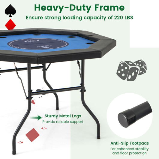 Foldable 48 Inch Poker Table with Padded Rails and Cup Holders 6 Foldable 48 Inch Poker Table with Padded Rails and Cup Holders - Image 6