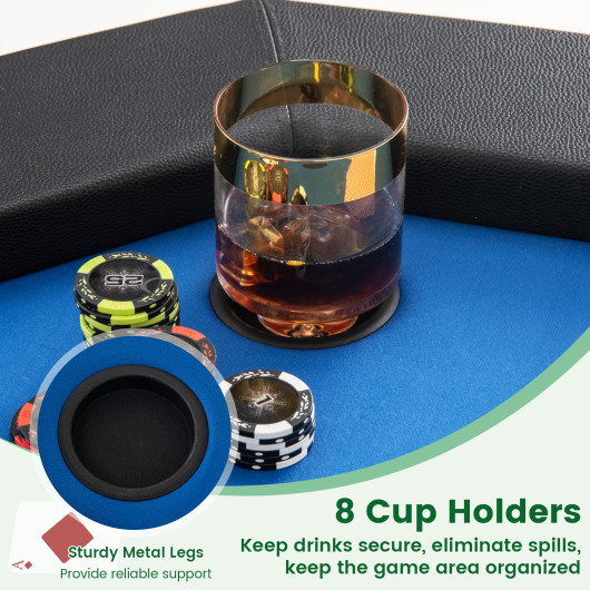 Foldable 48 Inch Poker Table with Padded Rails and Cup Holders 7 Foldable 48 Inch Poker Table with Padded Rails and Cup Holders - Image 7