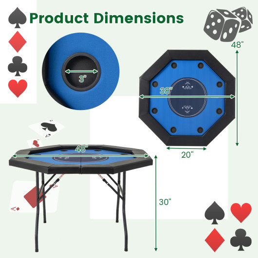 Foldable 48 Inch Poker Table with Padded Rails and Cup Holders 4 Foldable 48 Inch Poker Table with Padded Rails and Cup Holders - Image 4