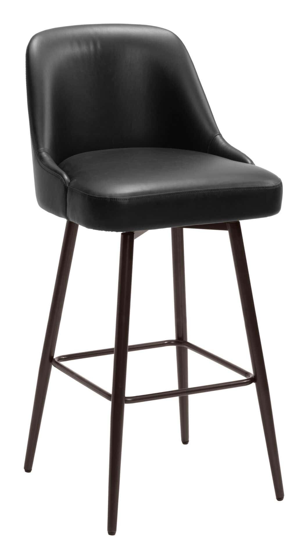 Modern Swivel Barstool with Faux Leather and Bronze Finish 7 Modern Swivel Barstool with Faux Leather and Bronze Finish - Image 7