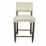 26 Inch Off White and Brown Counter Height Bar Stool