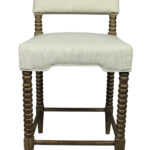 26 Inch Off White and Brown Counter Height Bar Stool