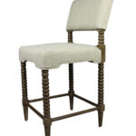 26 Inch Off White and Brown Counter Height Bar Stool