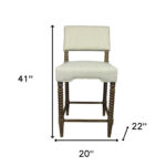 26 Inch Off White and Brown Counter Height Bar Stool