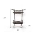 Rustic Round Iron and Wood Rolling Bar Cart