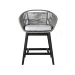 38" Light Gray Outdoor Bar Stool with Footrest and Cushion