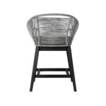 38" Light Gray Outdoor Bar Stool with Footrest and Cushion