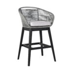 43" Light Gray Solid Wood Outdoor Bar Stool with Footrest 7 43" Light Gray Solid Wood Outdoor Bar Stool with Footrest