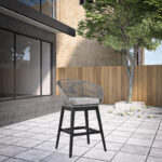 43" Light Gray Solid Wood Outdoor Bar Stool with Footrest 11 43" Light Gray Solid Wood Outdoor Bar Stool with Footrest