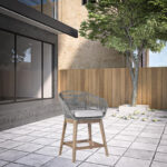 38" Light Gray Solid Wood Outdoor Bar Stool with Footrest 12 38" Light Gray Solid Wood Outdoor Bar Stool with Footrest