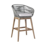 43" Gray Solid Wood Low Back Outdoor Bar Stool with Footrest
