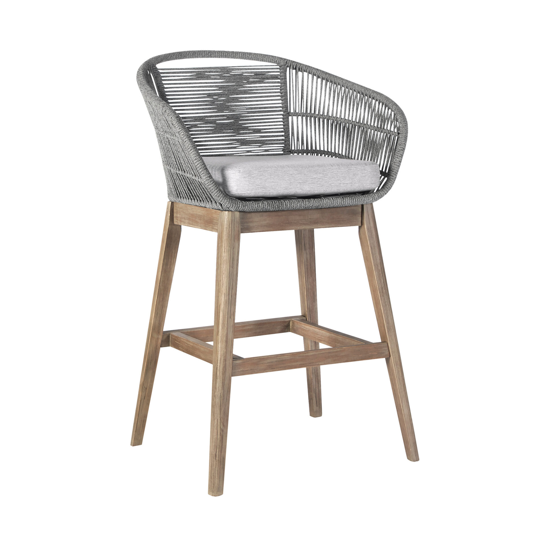 43" Gray Solid Wood Low Back Outdoor Bar Stool with Footrest 1 43" Gray Solid Wood Low Back Outdoor Bar Stool with Footrest