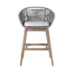 43" Gray Solid Wood Low Back Outdoor Bar Stool with Footrest