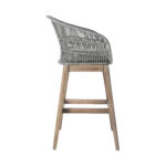 43" Gray Solid Wood Low Back Outdoor Bar Stool with Footrest