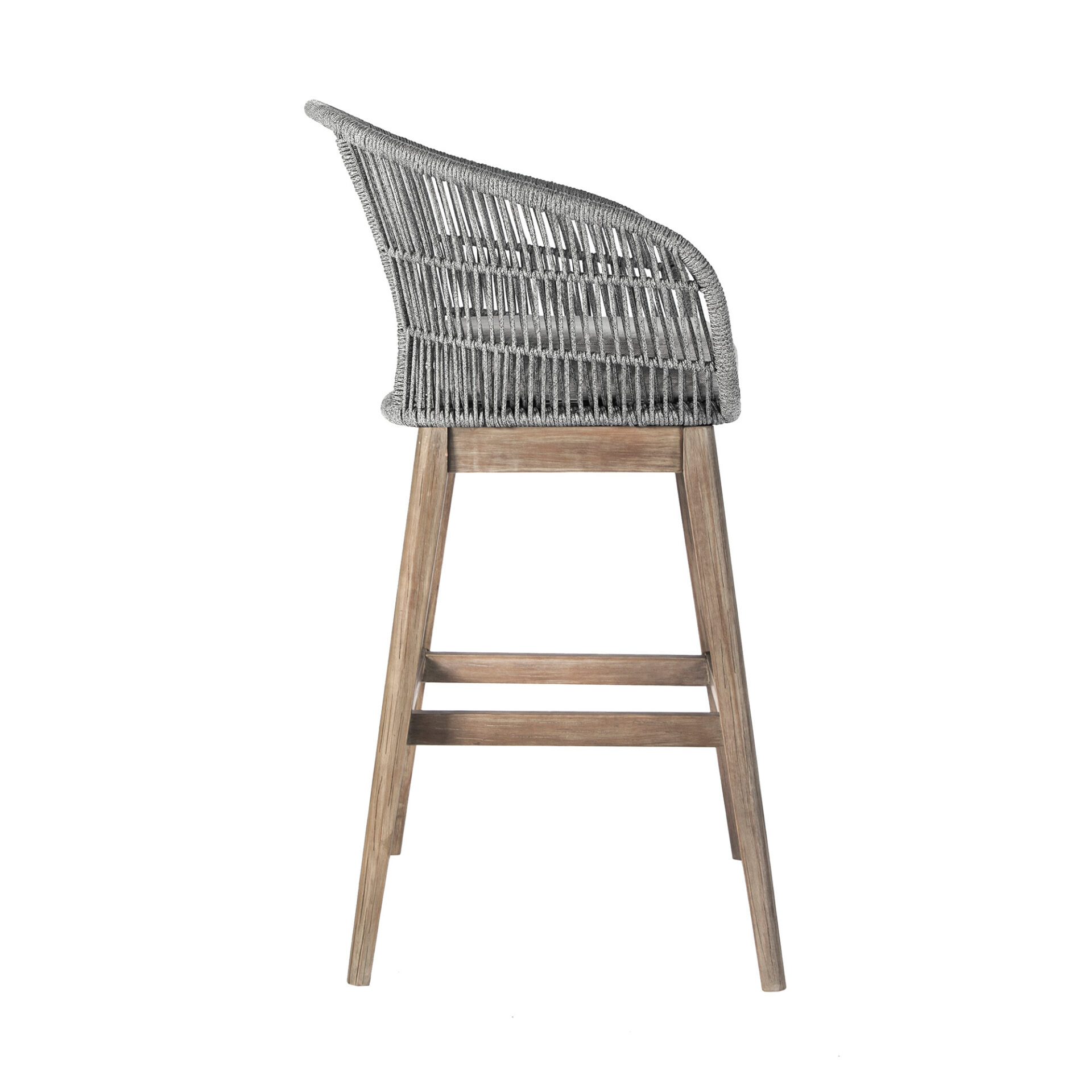 43" Gray Solid Wood Low Back Outdoor Bar Stool with Footrest 3 43" Gray Solid Wood Low Back Outdoor Bar Stool with Footrest - Image 3