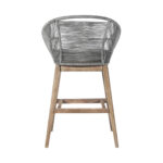 43" Gray Solid Wood Low Back Outdoor Bar Stool with Footrest