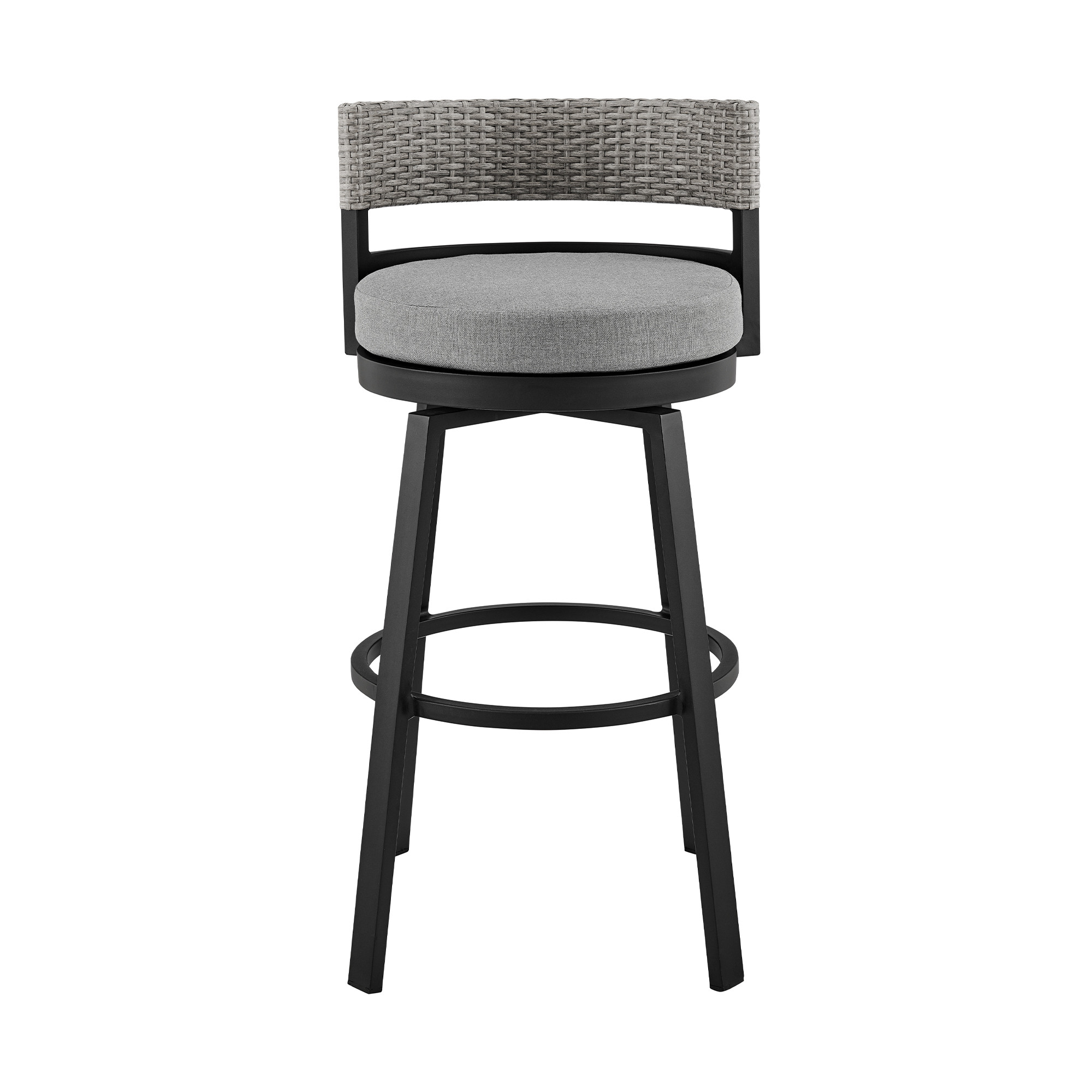 33" Light Gray Swivel Outdoor Bar Stool with Footrest 2 33" Light Gray Swivel Outdoor Bar Stool with Footrest - Image 2