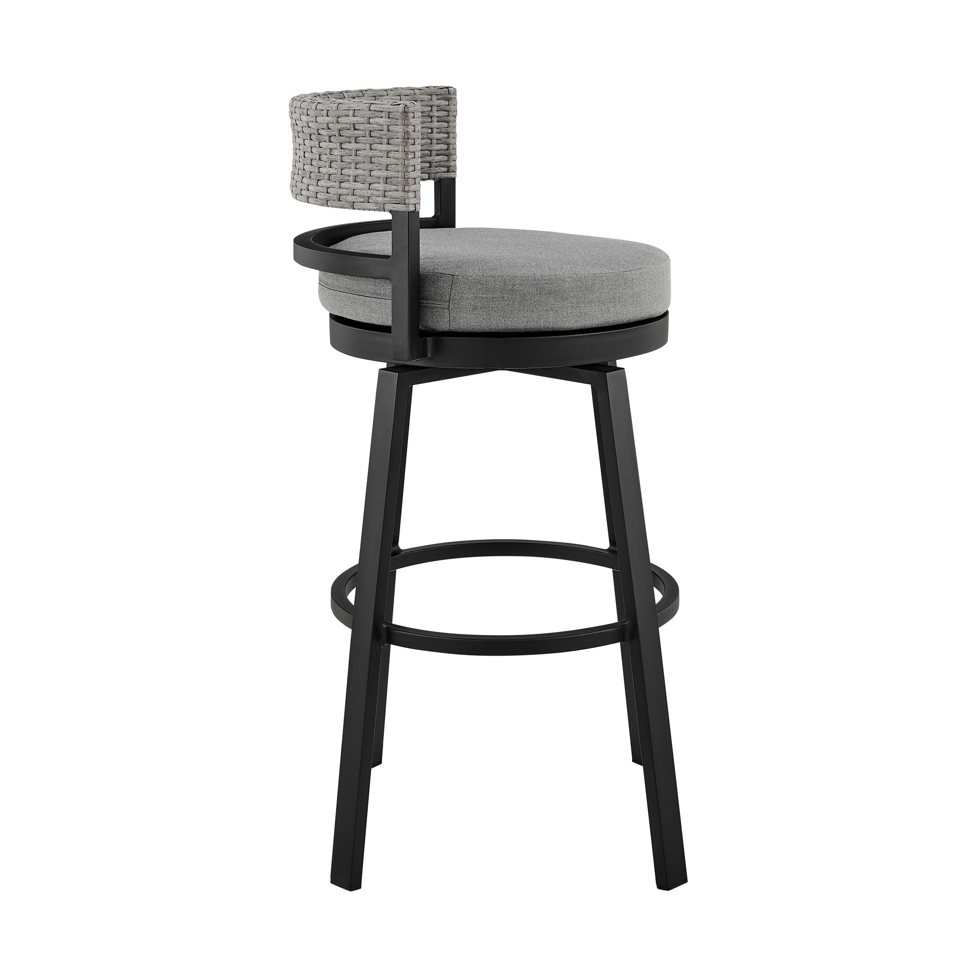33" Light Gray Swivel Outdoor Bar Stool with Footrest 3 33" Light Gray Swivel Outdoor Bar Stool with Footrest - Image 3