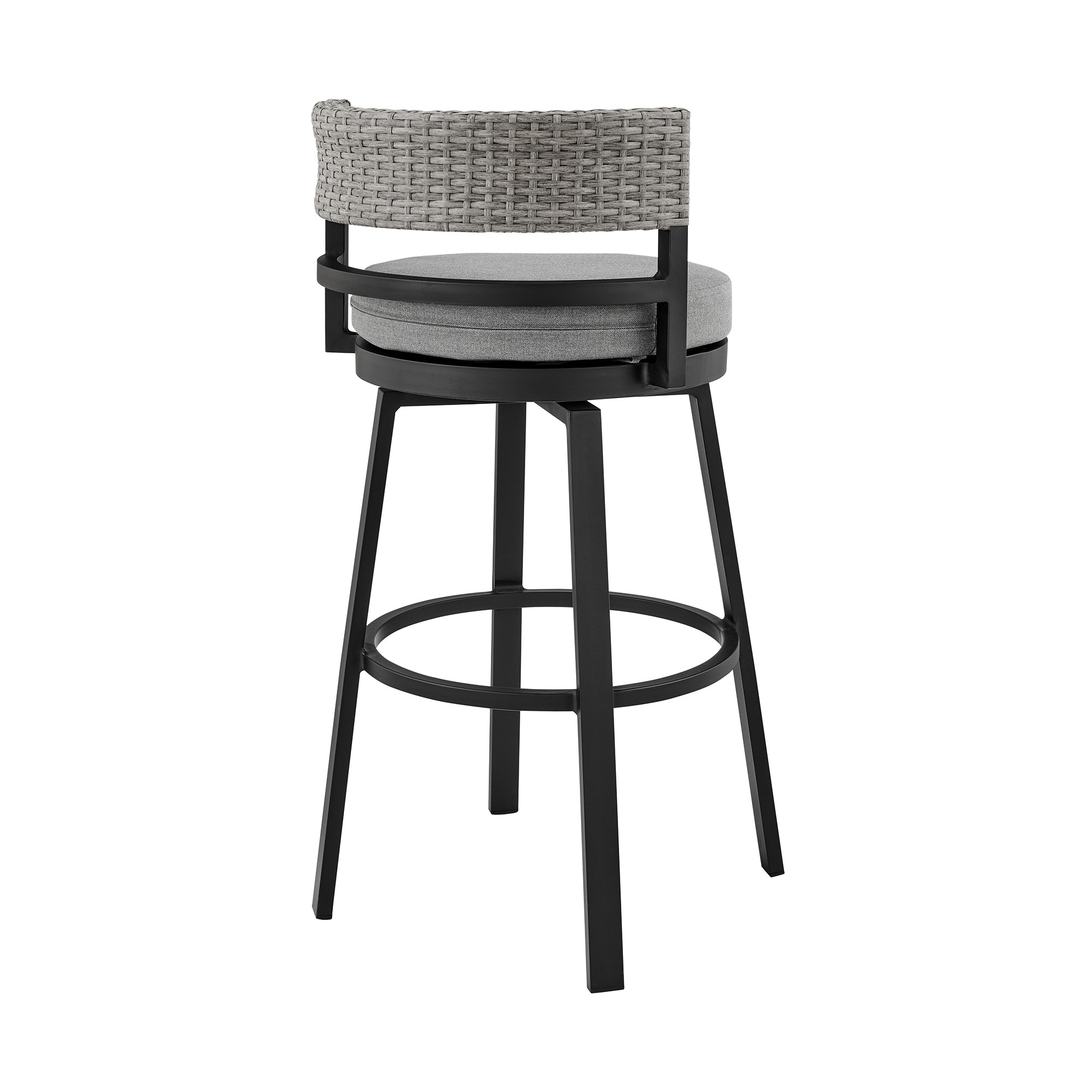 33" Light Gray Swivel Outdoor Bar Stool with Footrest 4 33" Light Gray Swivel Outdoor Bar Stool with Footrest - Image 4