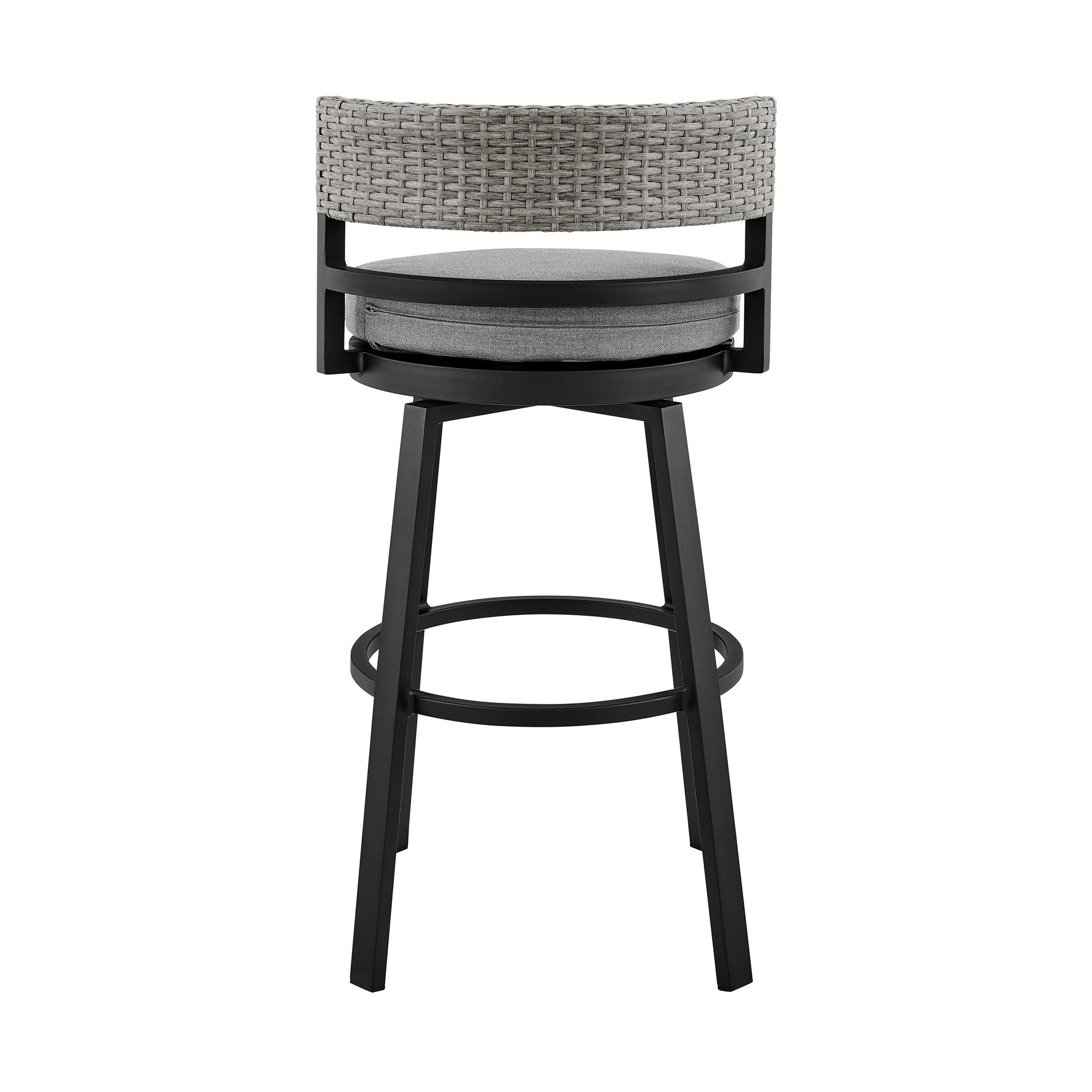 33" Light Gray Swivel Outdoor Bar Stool with Footrest 5 33" Light Gray Swivel Outdoor Bar Stool with Footrest - Image 5