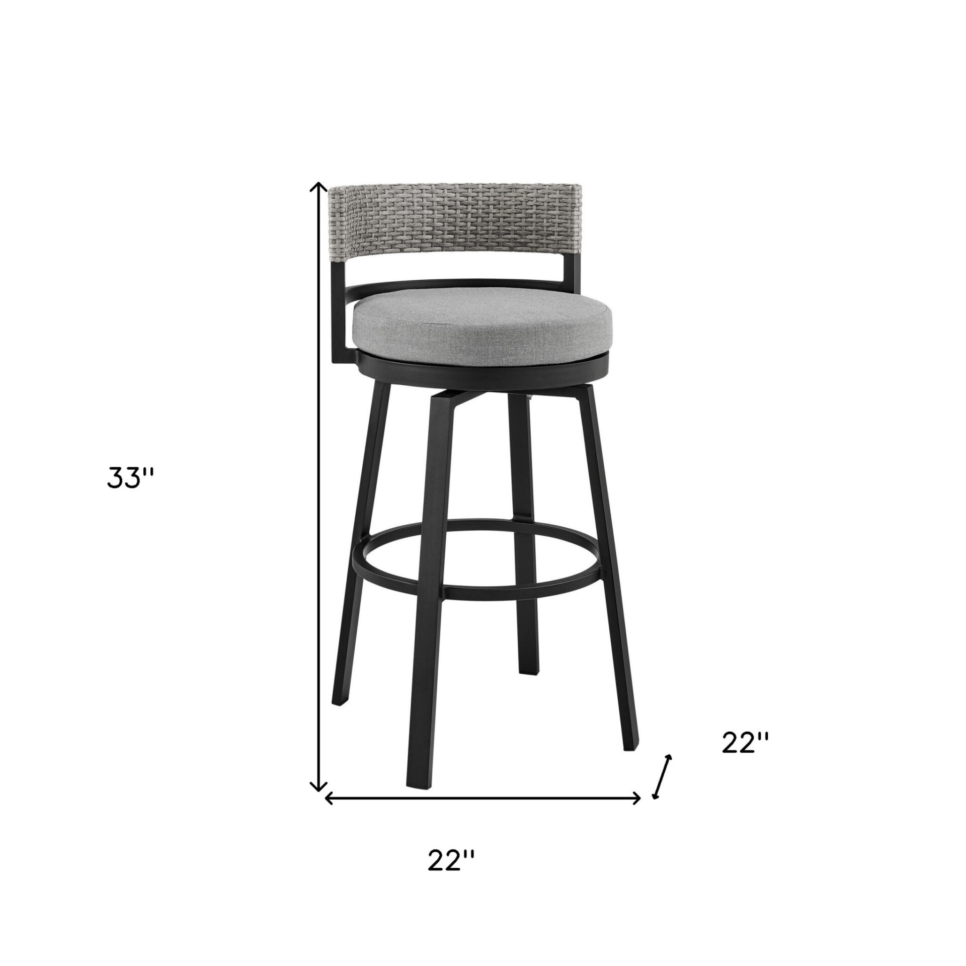33" Light Gray Swivel Outdoor Bar Stool with Footrest 7 33" Light Gray Swivel Outdoor Bar Stool with Footrest - Image 7