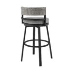 38" Light Gray Swivel Outdoor Bar Stool with Footrest
