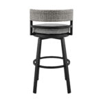 38" Light Gray Swivel Outdoor Bar Stool with Footrest