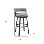 38" Light Gray Swivel Outdoor Bar Stool with Footrest
