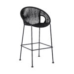 40" Black Metal Outdoor Low Back Bar Stool with Footrest