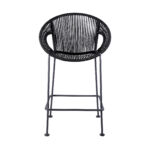 40" Black Metal Outdoor Low Back Bar Stool with Footrest