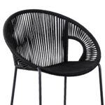 40" Black Metal Outdoor Low Back Bar Stool with Footrest