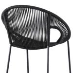 40" Black Metal Outdoor Low Back Bar Stool with Footrest