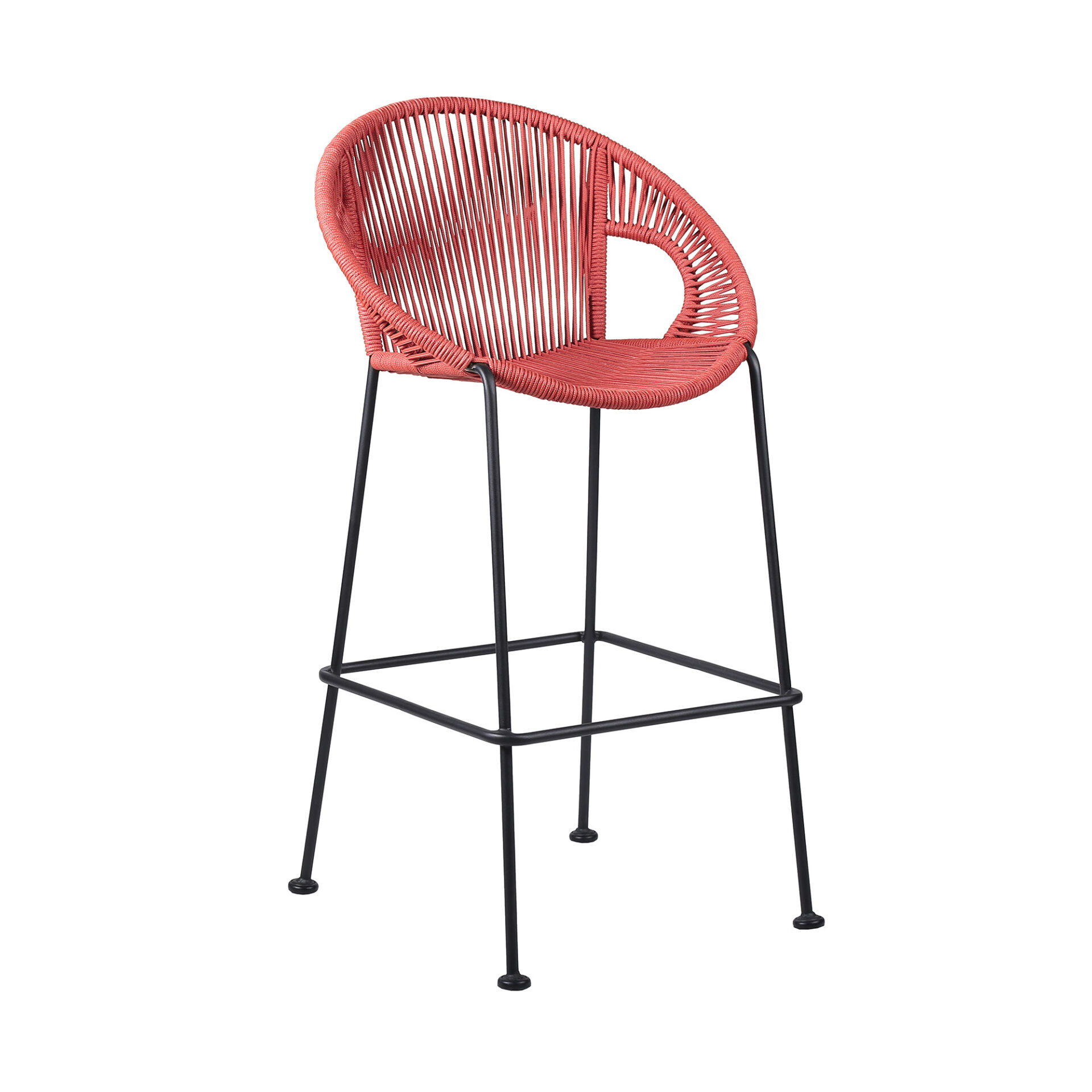 40" Red Metal Low Back Outdoor Bar Stool with Footrest 1 40" Red Metal Low Back Outdoor Bar Stool with Footrest