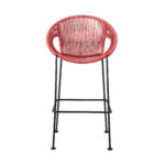 40" Red Metal Low Back Outdoor Bar Stool with Footrest 9 40" Red Metal Low Back Outdoor Bar Stool with Footrest