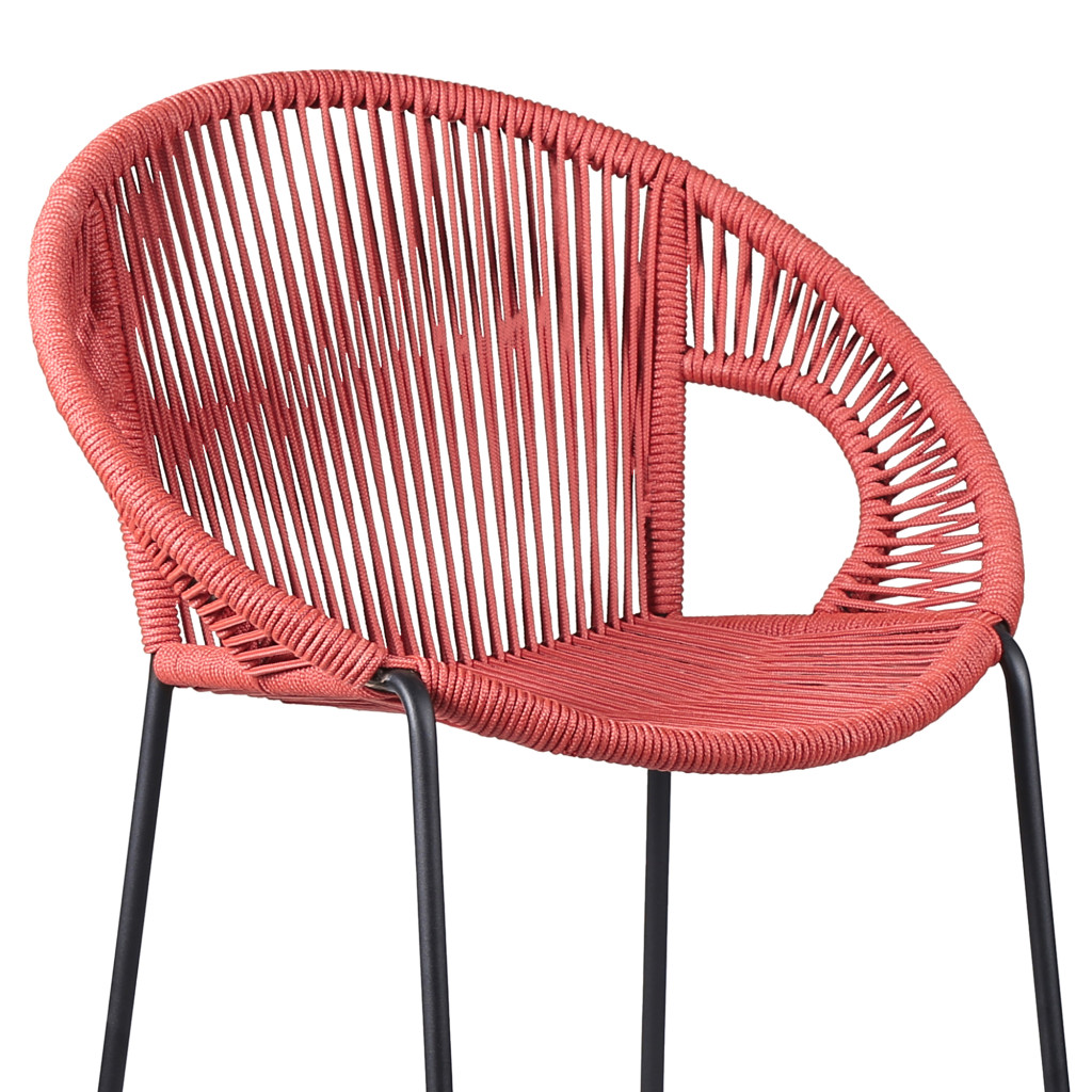 40" Red Metal Low Back Outdoor Bar Stool with Footrest 5 40" Red Metal Low Back Outdoor Bar Stool with Footrest - Image 5