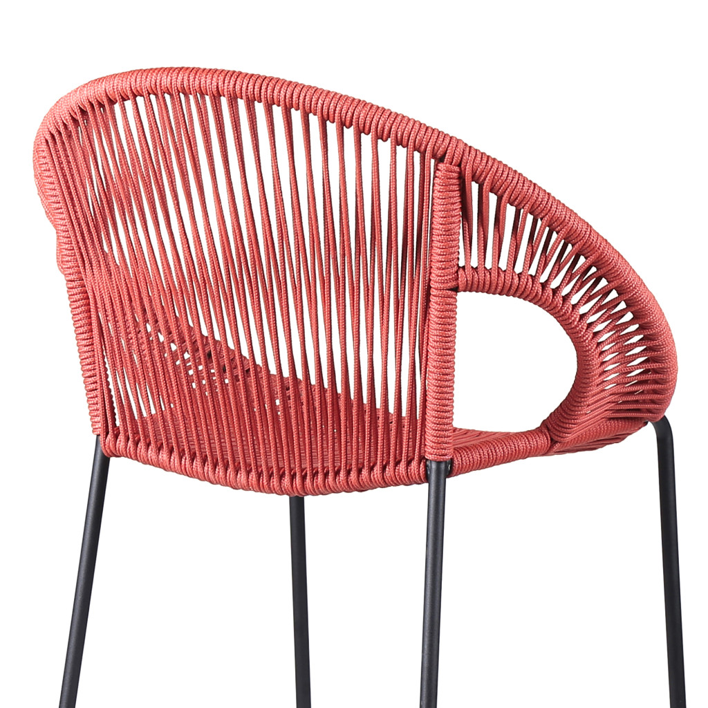 40" Red Metal Low Back Outdoor Bar Stool with Footrest 6 40" Red Metal Low Back Outdoor Bar Stool with Footrest - Image 6